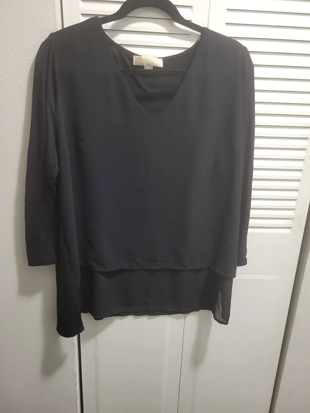 Michael Kors Black V-Neck Long Sleeve Blouse